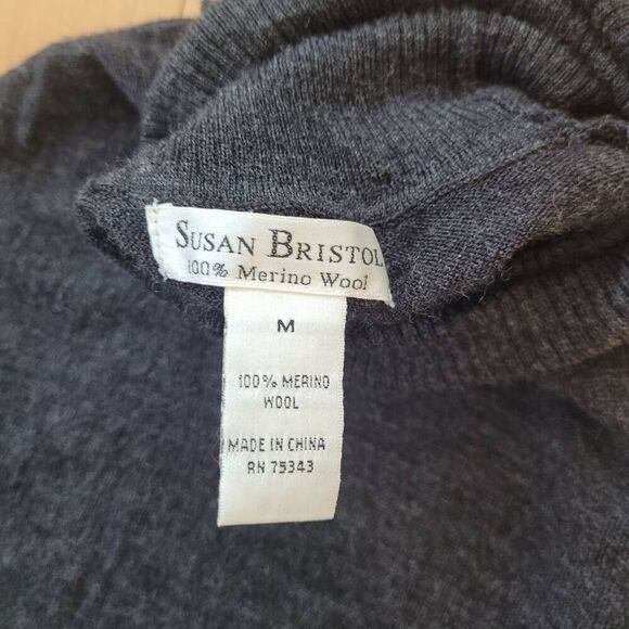 100% merino wool grey sleevless turtleneck sweater longer length lagenlook - Picture 3 of 7